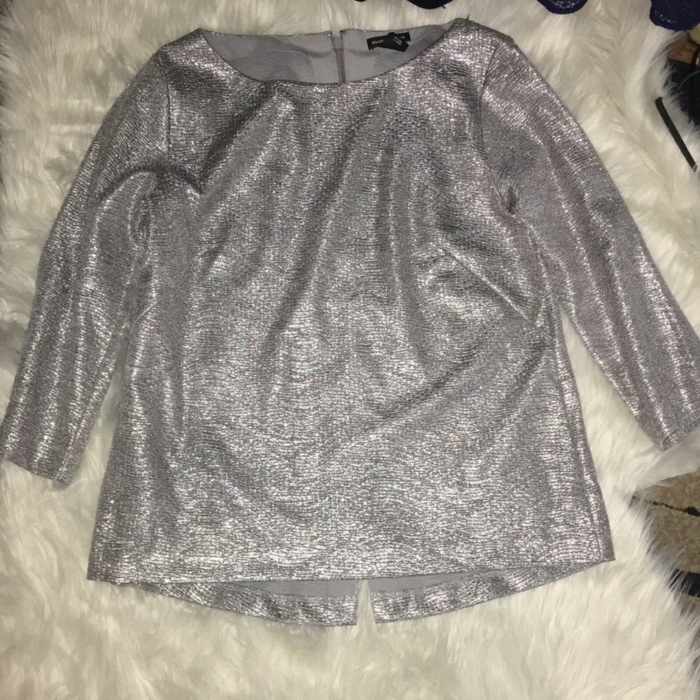 Club Monaco Metallic 3/4 Sleeve Womans blouse SzM
